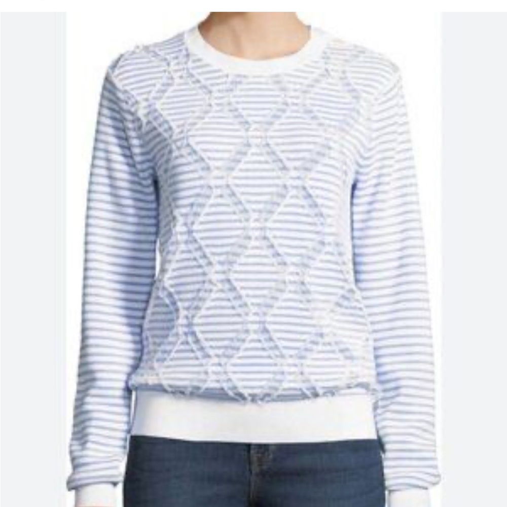 Light Blue Cotton Geometric Crew-neck Sweater by
Derek Lam 10 Crosby in Small
